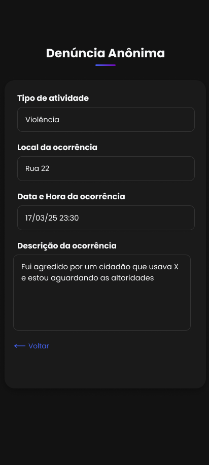 Visualização de denúncia